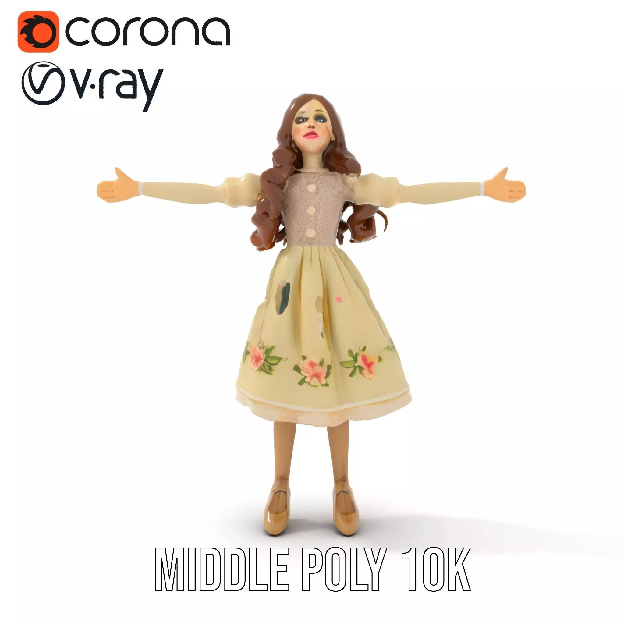 Vintage Porcelain Doll model pack Low-poly 3D model_12