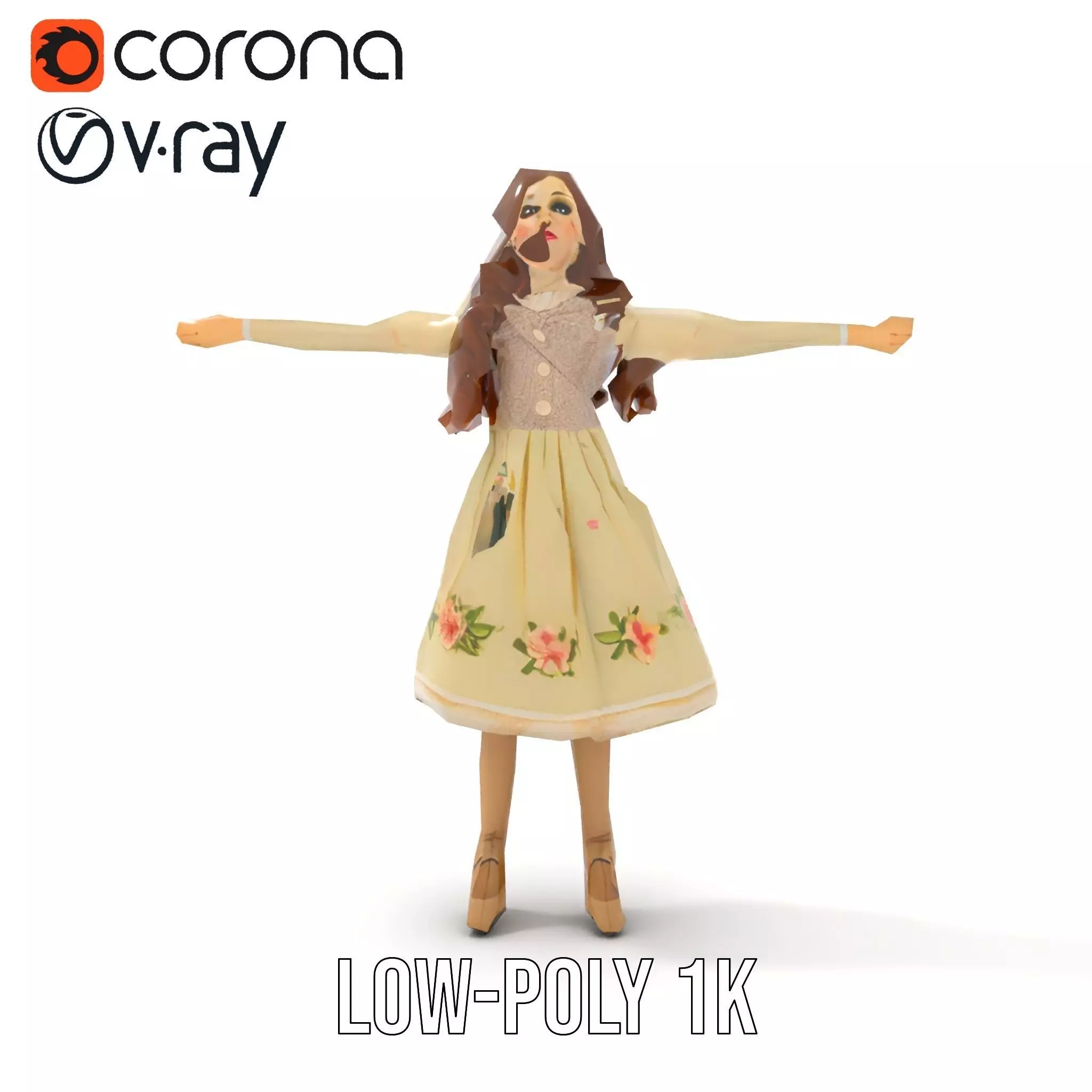 Vintage Porcelain Doll model pack Low-poly 3D model_19