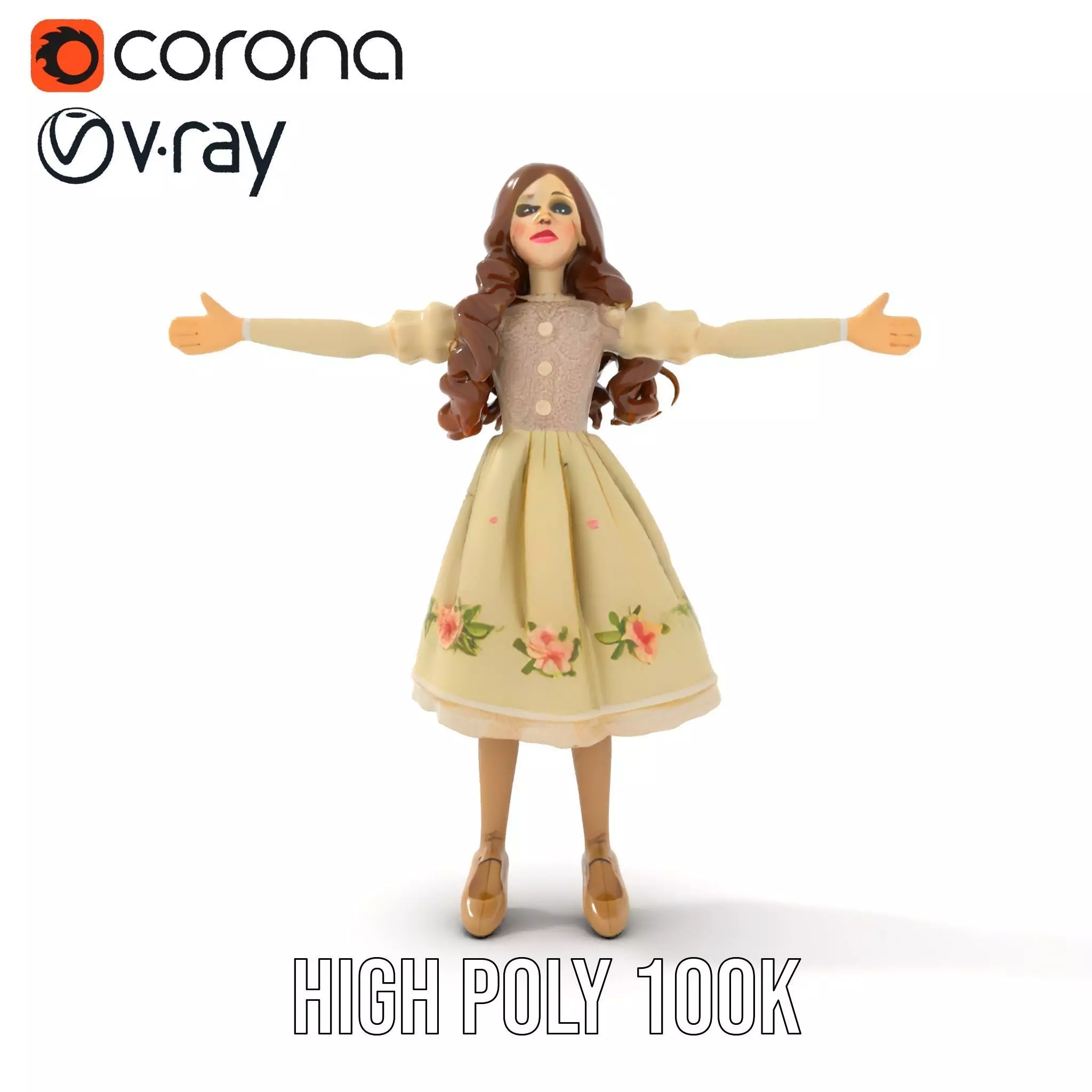 Vintage Porcelain Doll model pack Low-poly 3D model_17