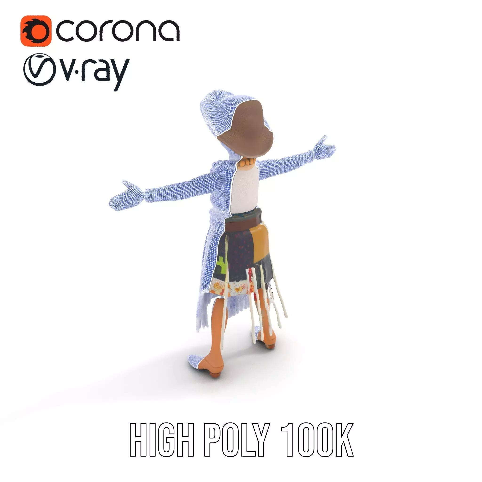 Patchwork Fashion Doll model pack Low-poly 3D model_34