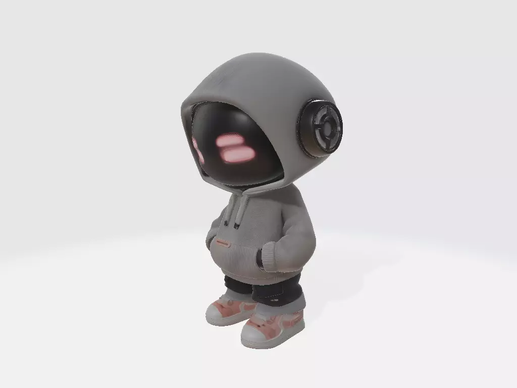 Kid With Robot Model 02 3D print model_1