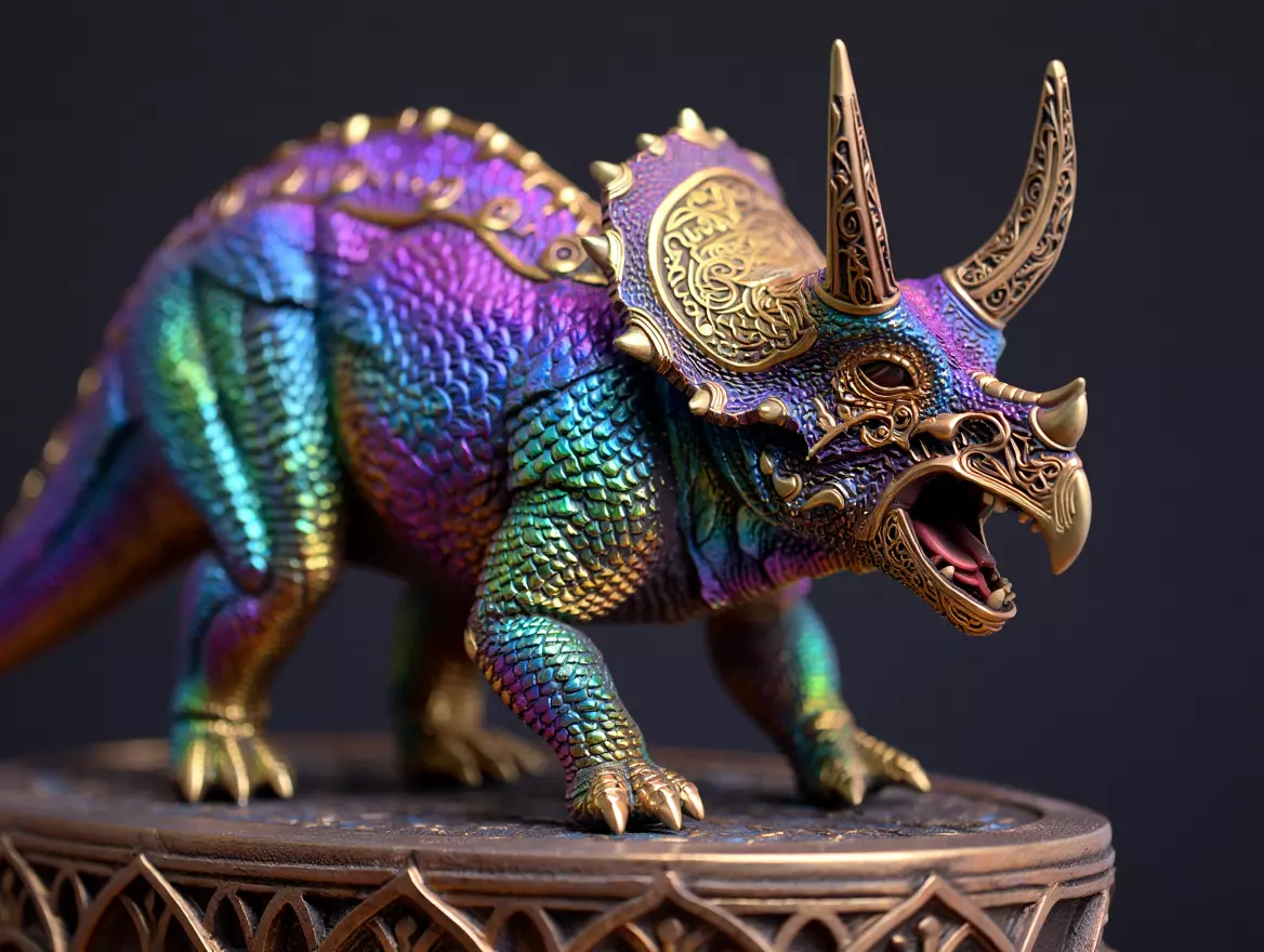 2654Gothic Roaring Triceratops Dinosaur 3D Model Halloween 3D print model_0