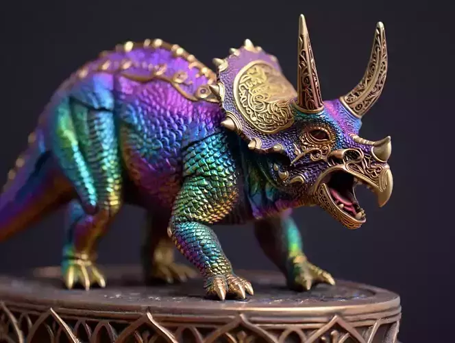 2654Gothic Roaring Triceratops Dinosaur 3D Model  Halloween