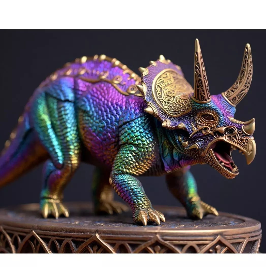 2654Gothic Roaring Triceratops Dinosaur 3D Model Halloween 3D print model_5