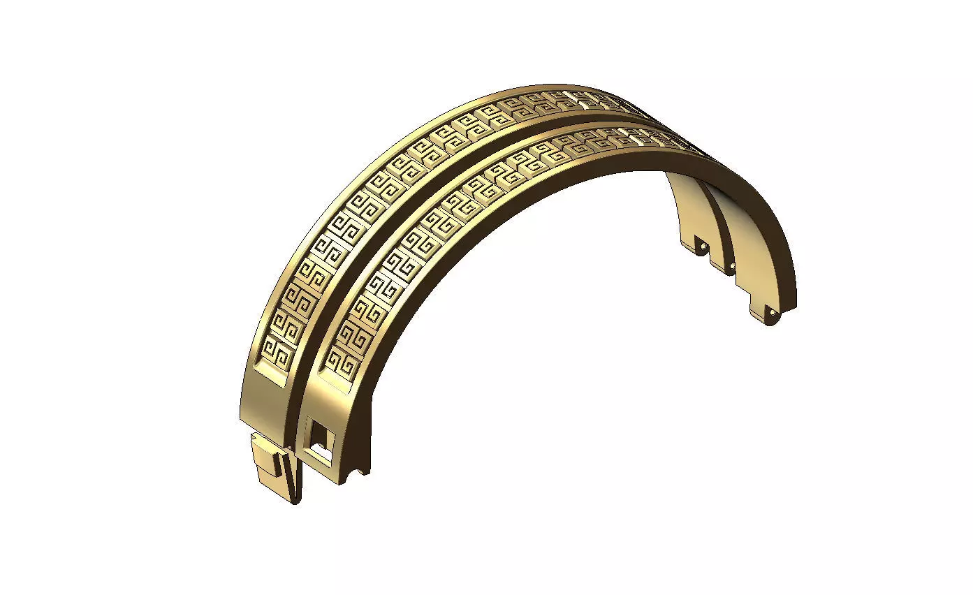 Greek key scroll carvings flexture clasp bracelet 3D print model_1