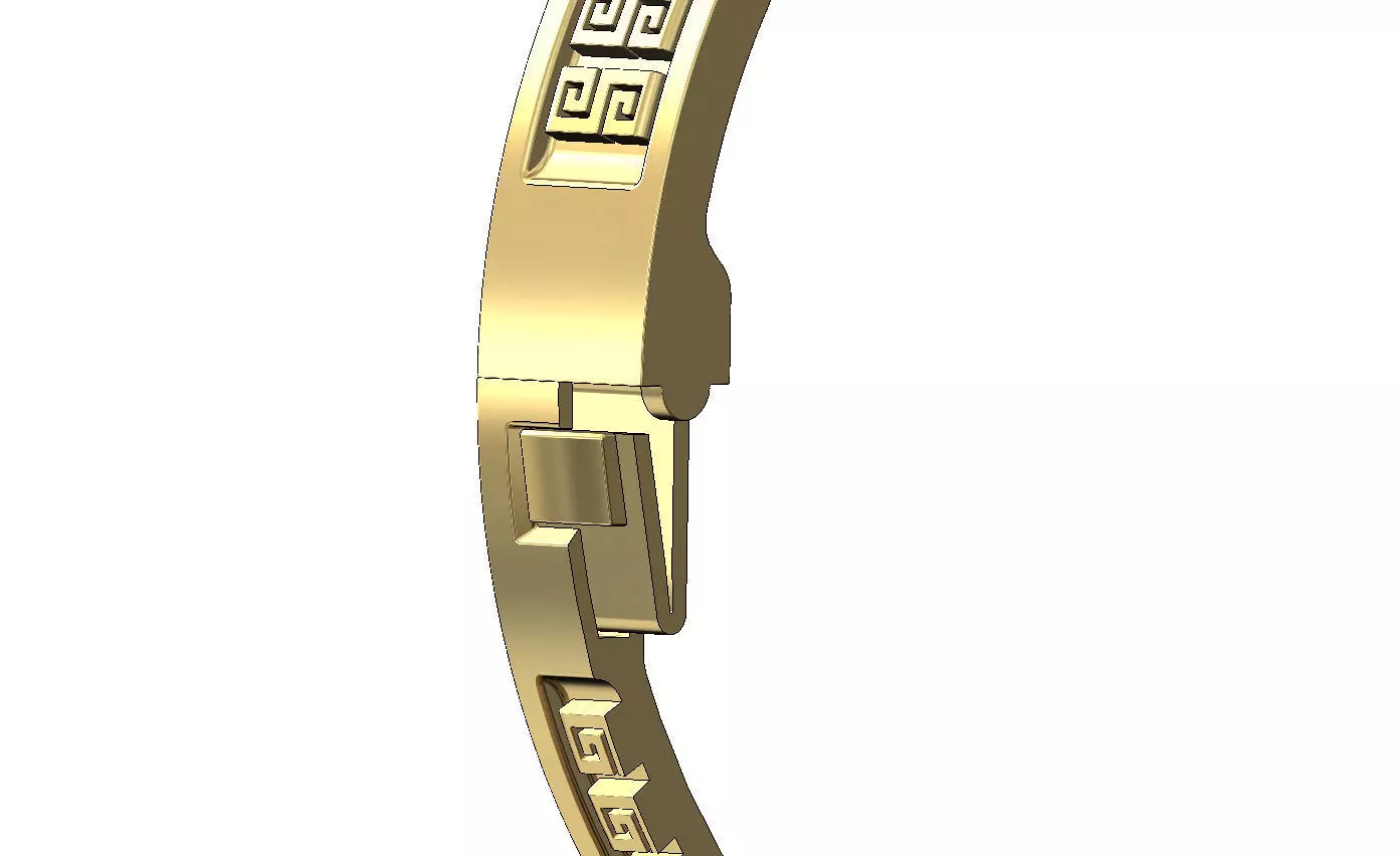 Greek key scroll carvings flexture clasp bracelet 3D print model_6