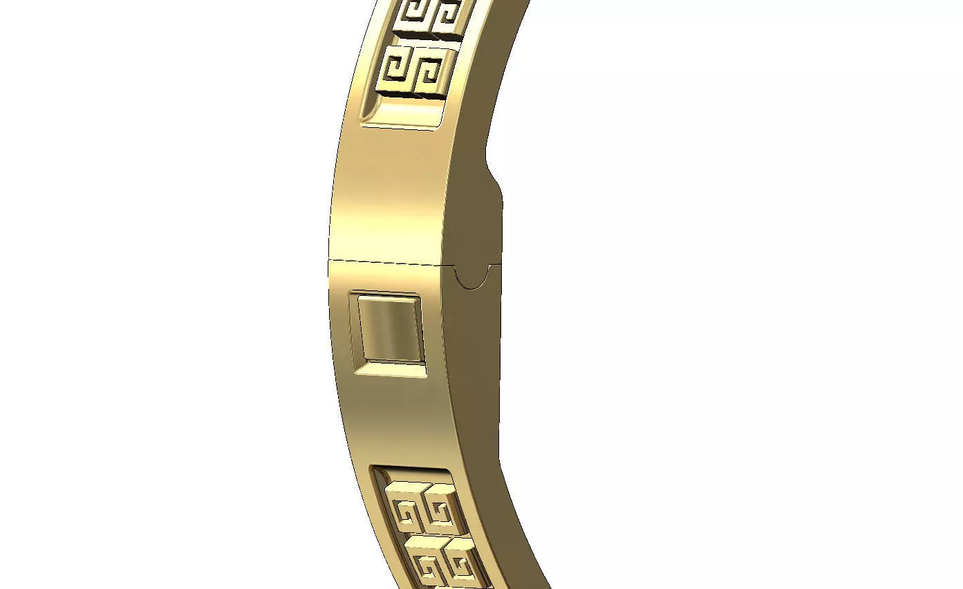 Greek key scroll carvings flexture clasp bracelet 3D print model_5