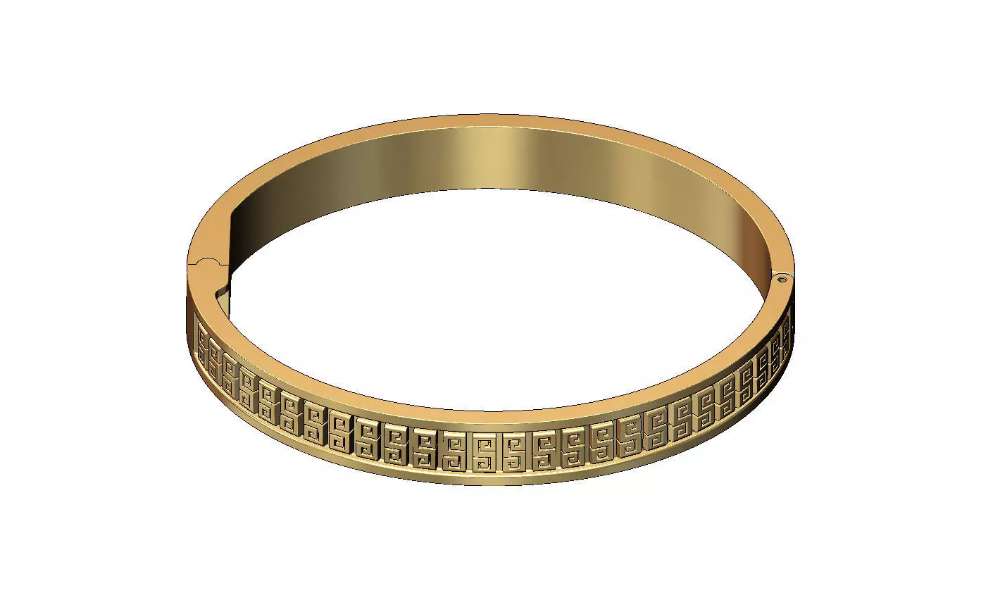 Greek key scroll carvings flexture clasp bracelet 3D print model_4