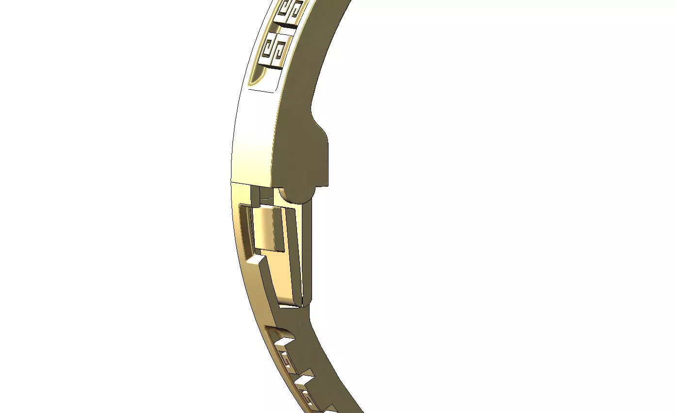 Greek key scroll carvings flexture clasp bracelet 3D print model_7