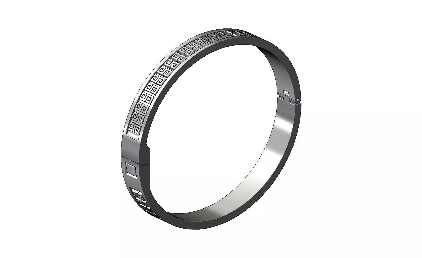 Greek key scroll carvings flexture clasp bracelet 3D print model_15