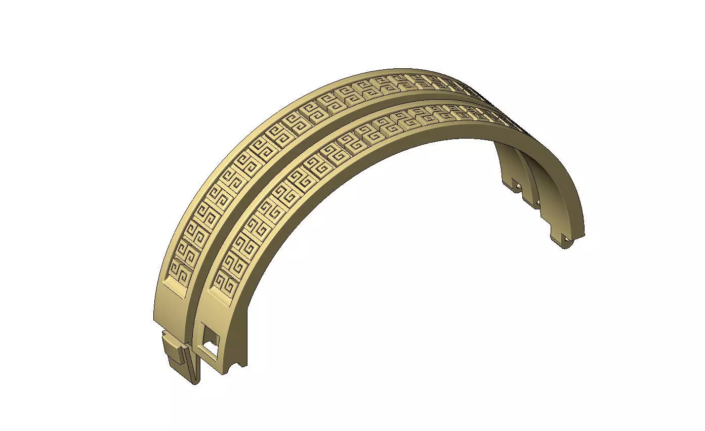 Greek key scroll carvings flexture clasp bracelet 3D print model_13