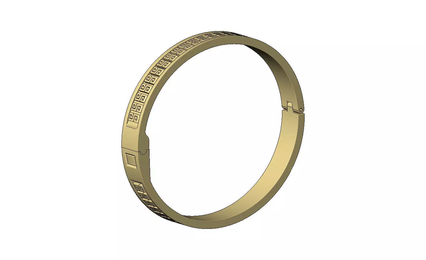 Greek key scroll carvings flexture clasp bracelet 3D print model_9