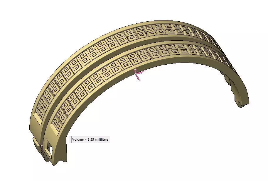 Greek key scroll carvings flexture clasp bracelet 3D print model_16