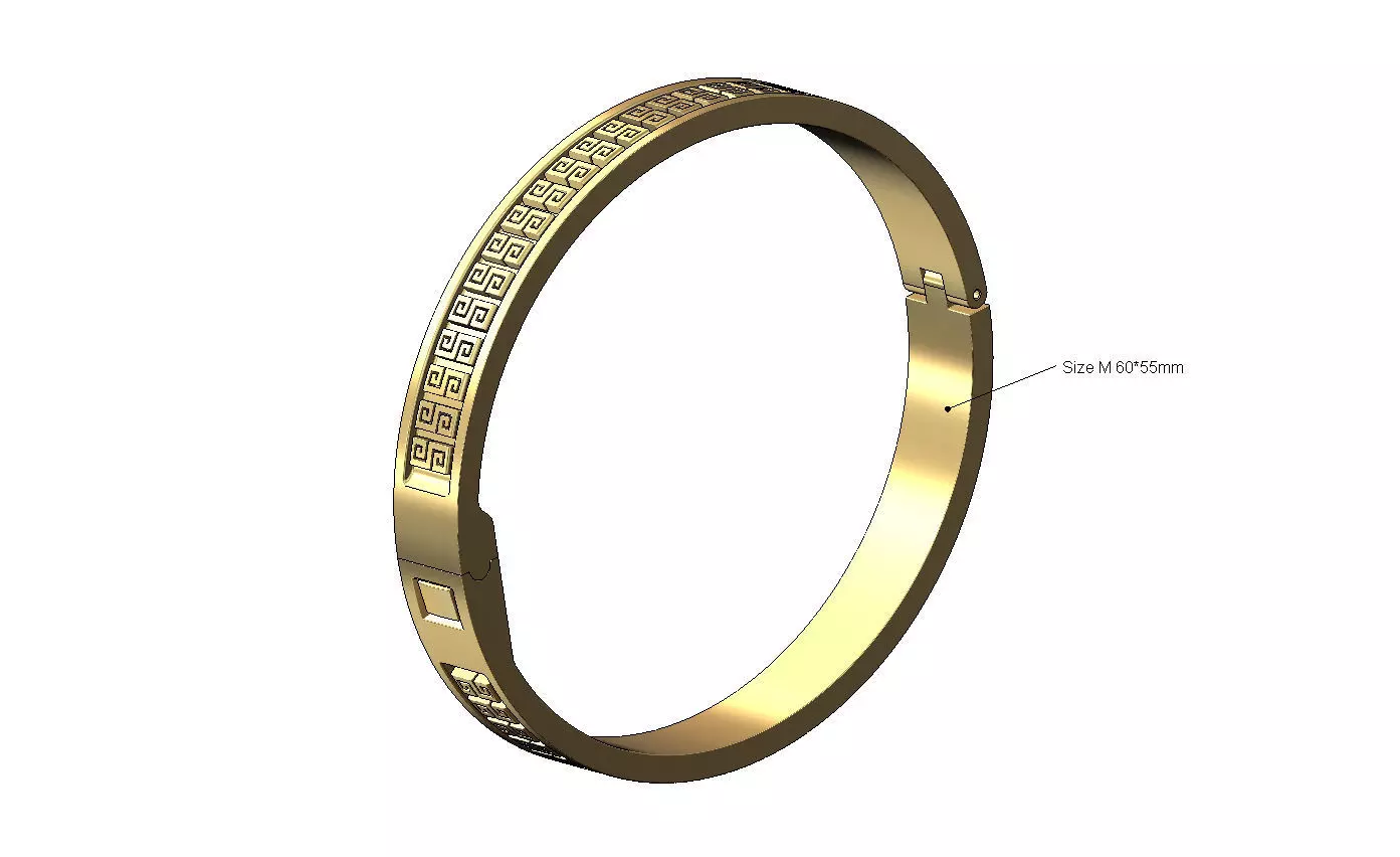 Greek key scroll carvings flexture clasp bracelet 3D print model_0
