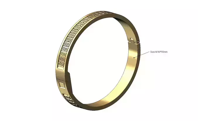 Greek key scroll carvings flexture clasp bracelet