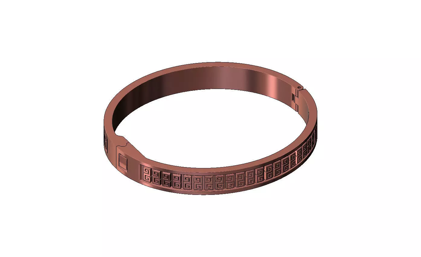 Greek key scroll carvings flexture clasp bracelet 3D print model_14