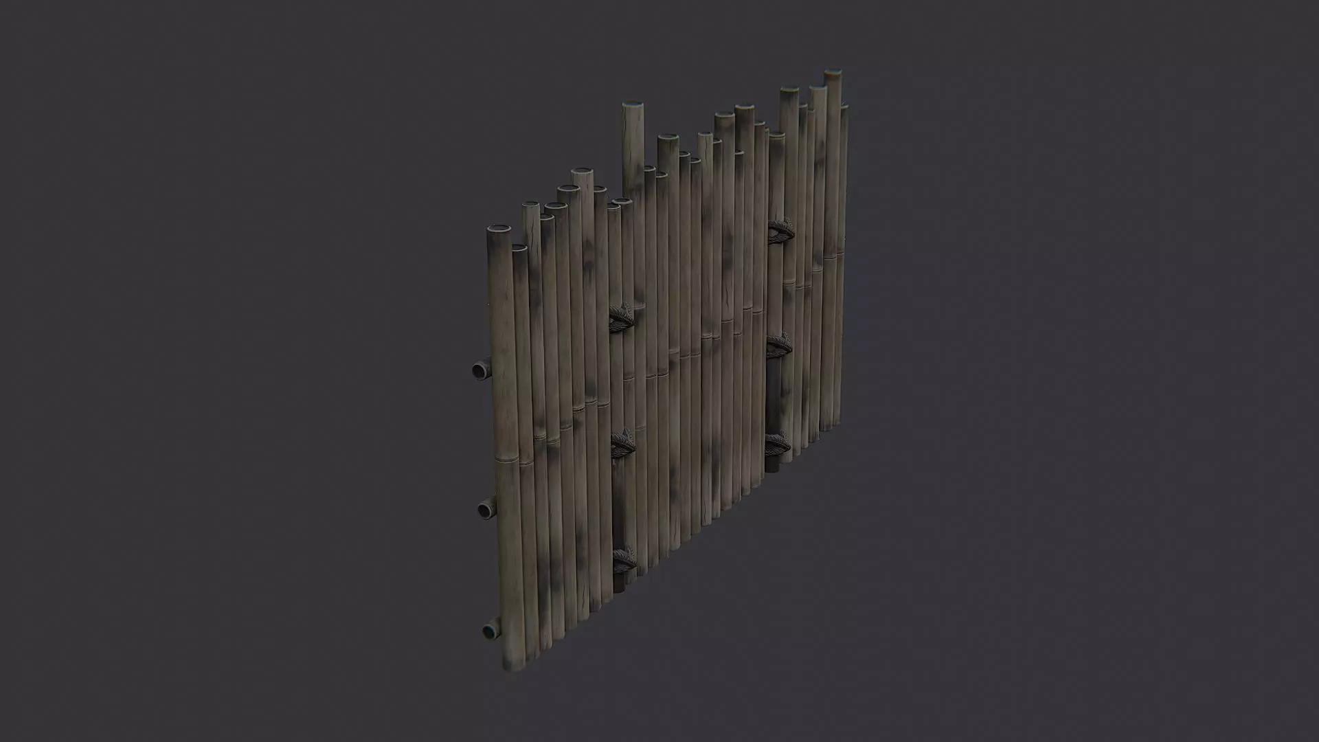 Bamboo Fence Panel Outdoor Decor Low-poly 3D model_0