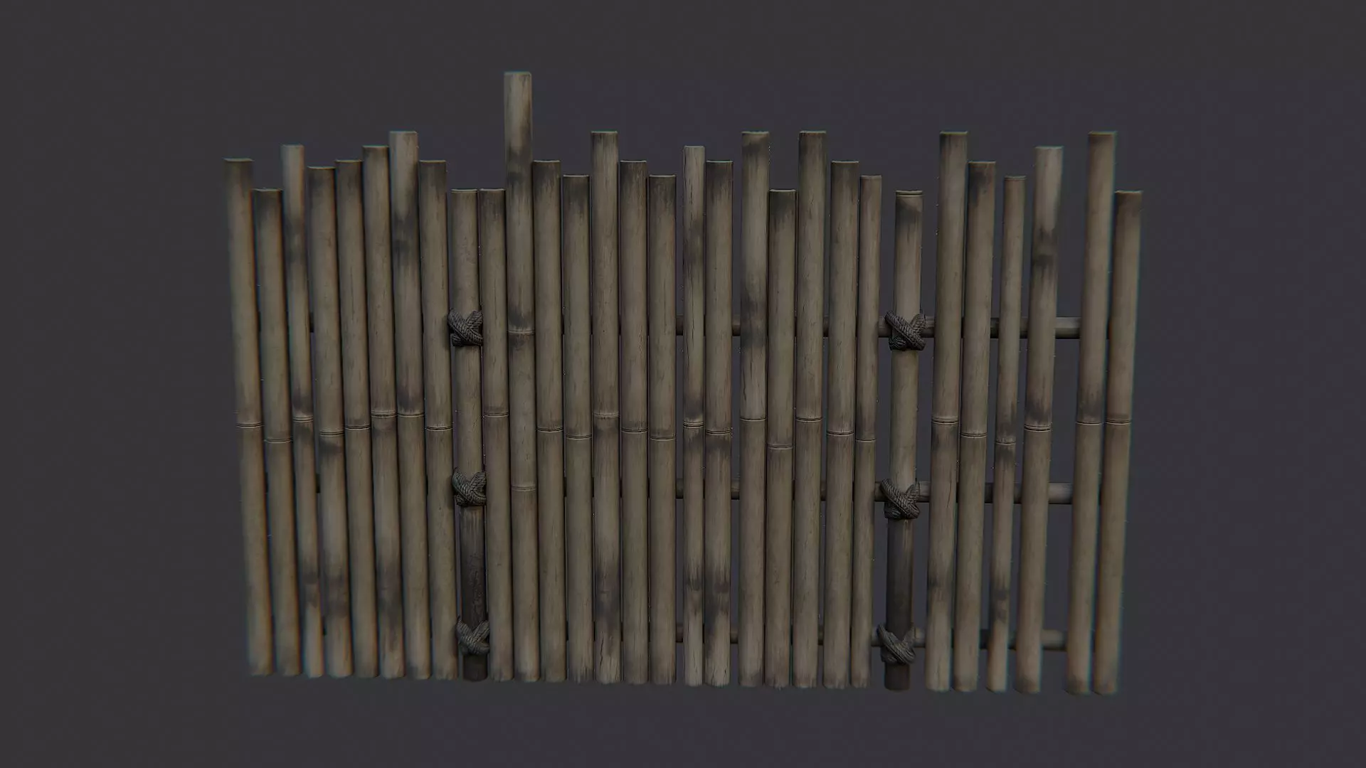 Bamboo Fence Panel Outdoor Decor Low-poly 3D model_2