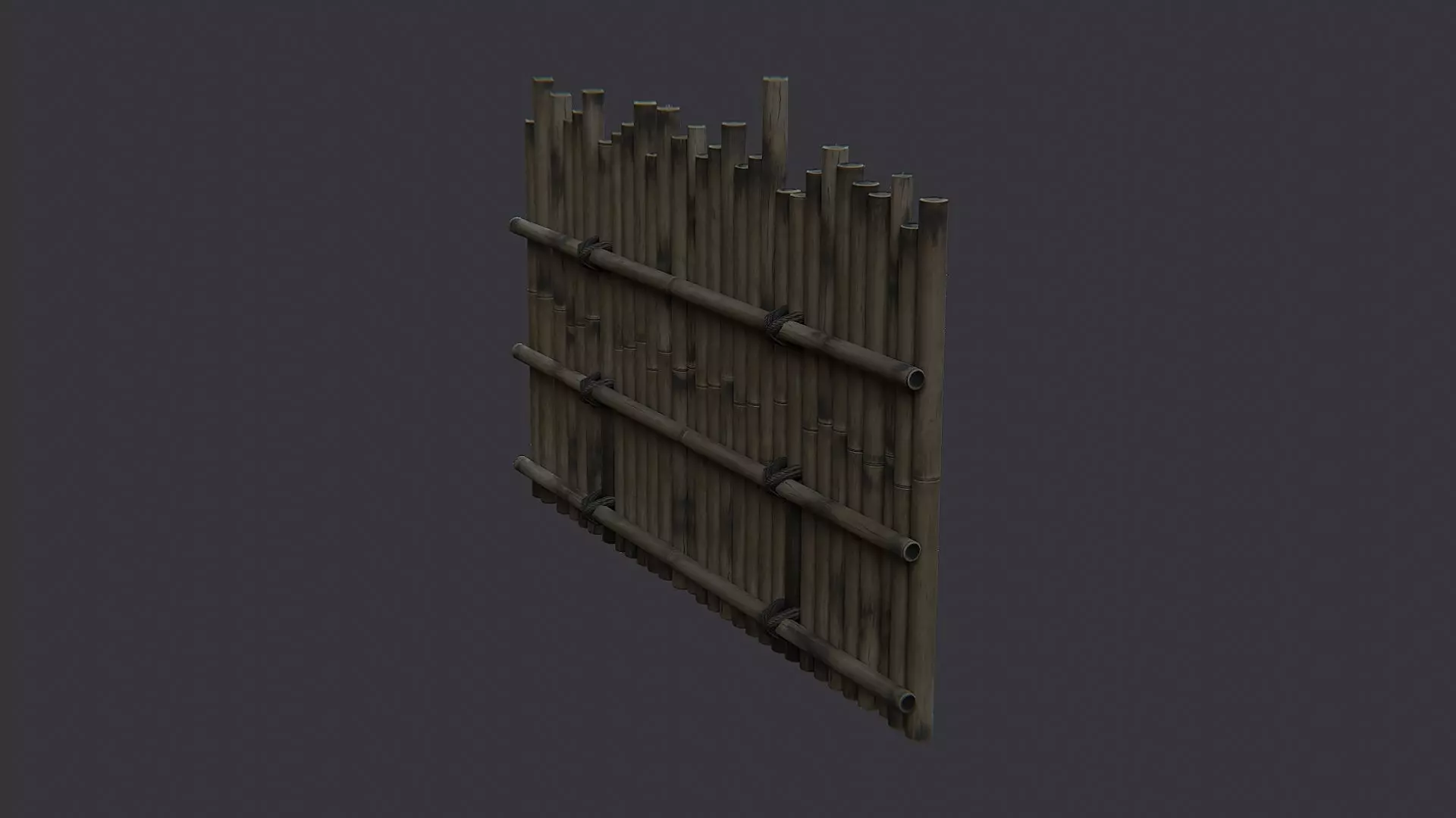 Bamboo Fence Panel Outdoor Decor Low-poly 3D model_1