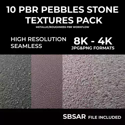PEBBLES STONE PACK 10 PBR TEXTURES 8K 4K Texture