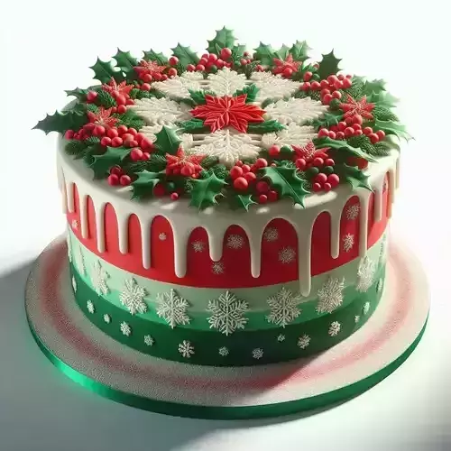 3D Christmas Cake Holiday Dessert Model