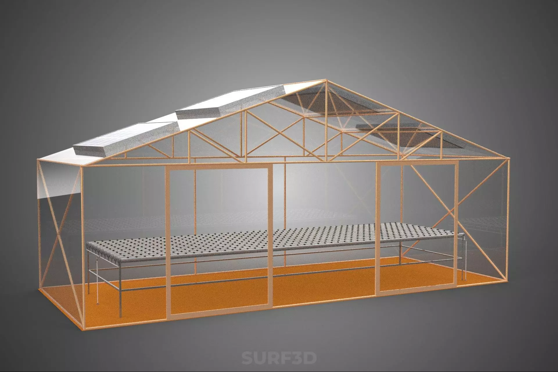 INDOOR SOLAR PANEL HYDROPONIC GREENHOUSE GLASSHOUSE FARM GARDEN 3D model_22