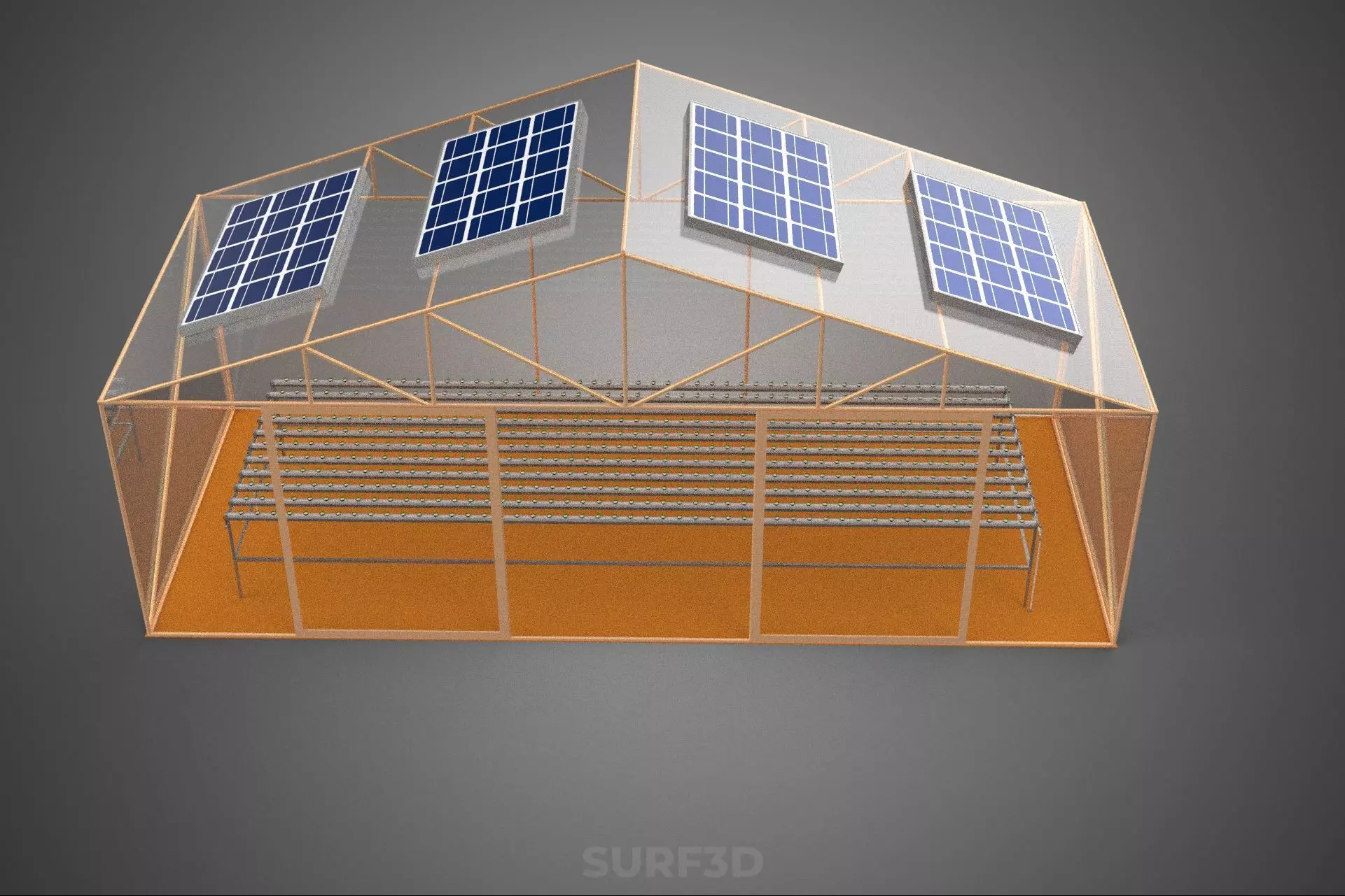 INDOOR SOLAR PANEL HYDROPONIC GREENHOUSE GLASSHOUSE FARM GARDEN 3D model_4