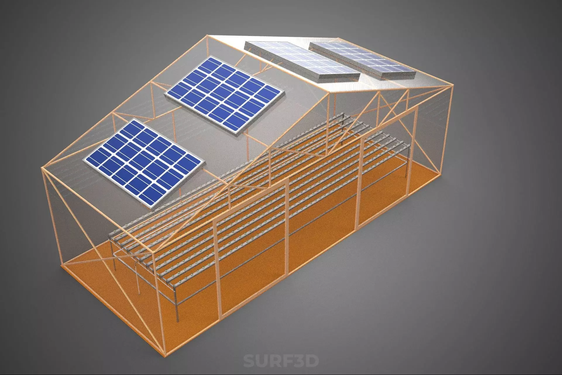 INDOOR SOLAR PANEL HYDROPONIC GREENHOUSE GLASSHOUSE FARM GARDEN 3D model_3