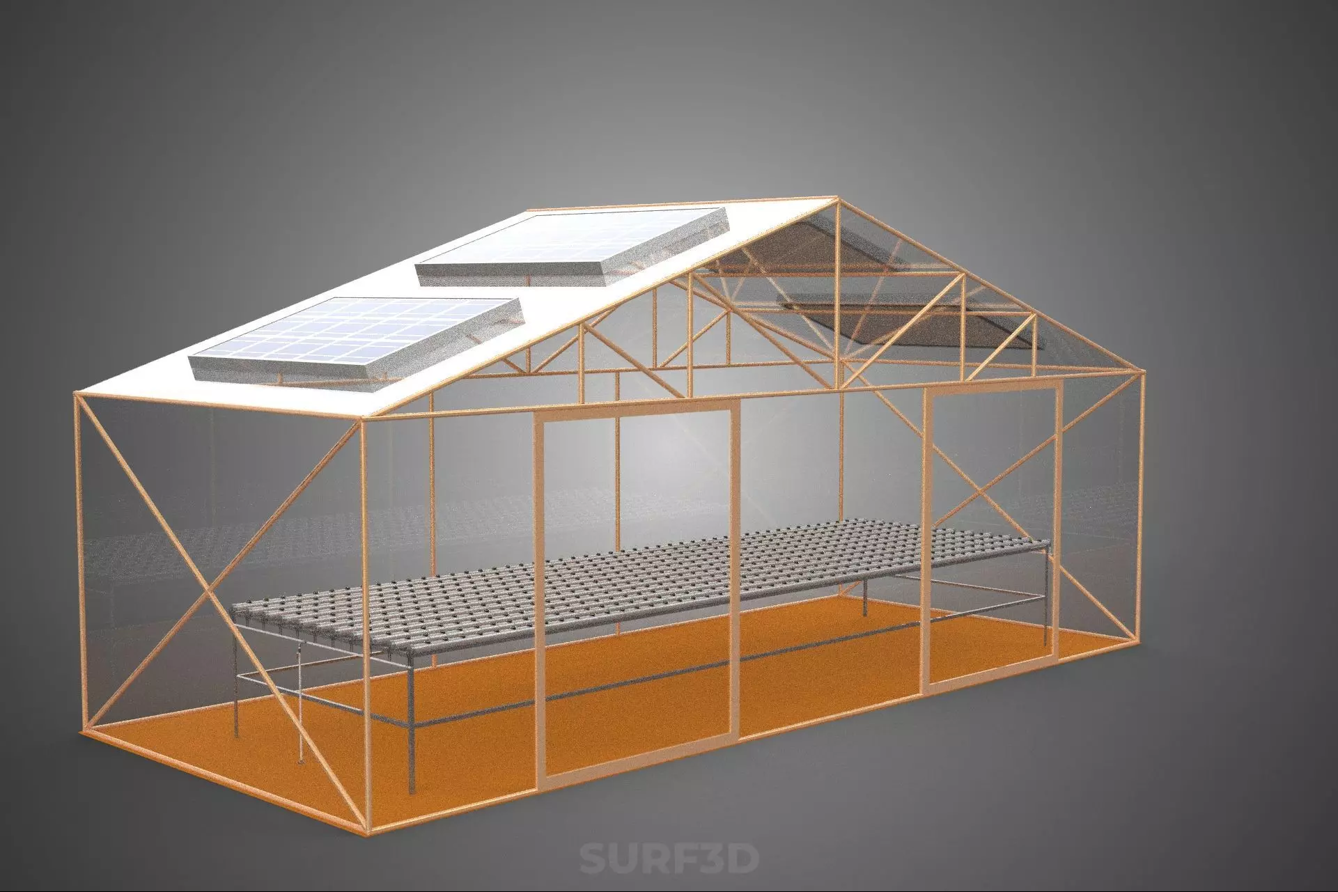 INDOOR SOLAR PANEL HYDROPONIC GREENHOUSE GLASSHOUSE FARM GARDEN 3D model_10