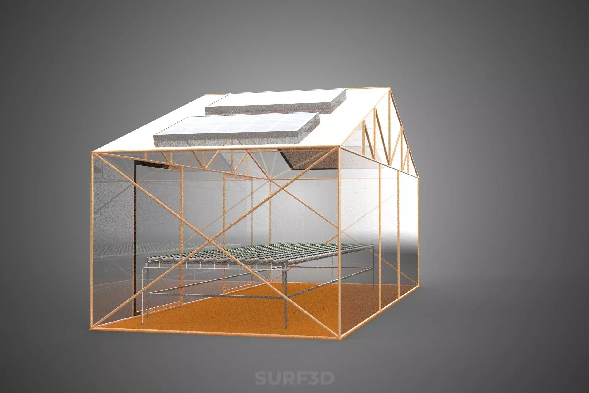 INDOOR SOLAR PANEL HYDROPONIC GREENHOUSE GLASSHOUSE FARM GARDEN 3D model_24