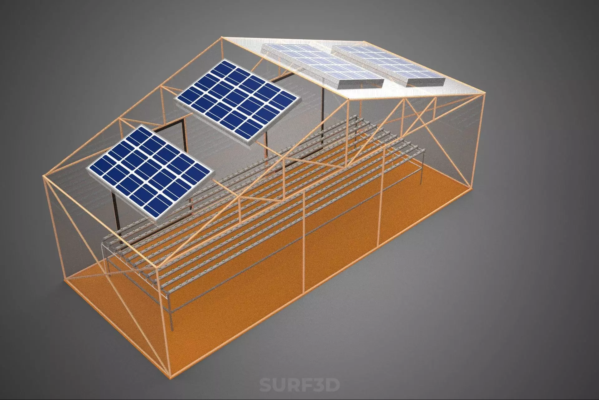 INDOOR SOLAR PANEL HYDROPONIC GREENHOUSE GLASSHOUSE FARM GARDEN 3D model_7