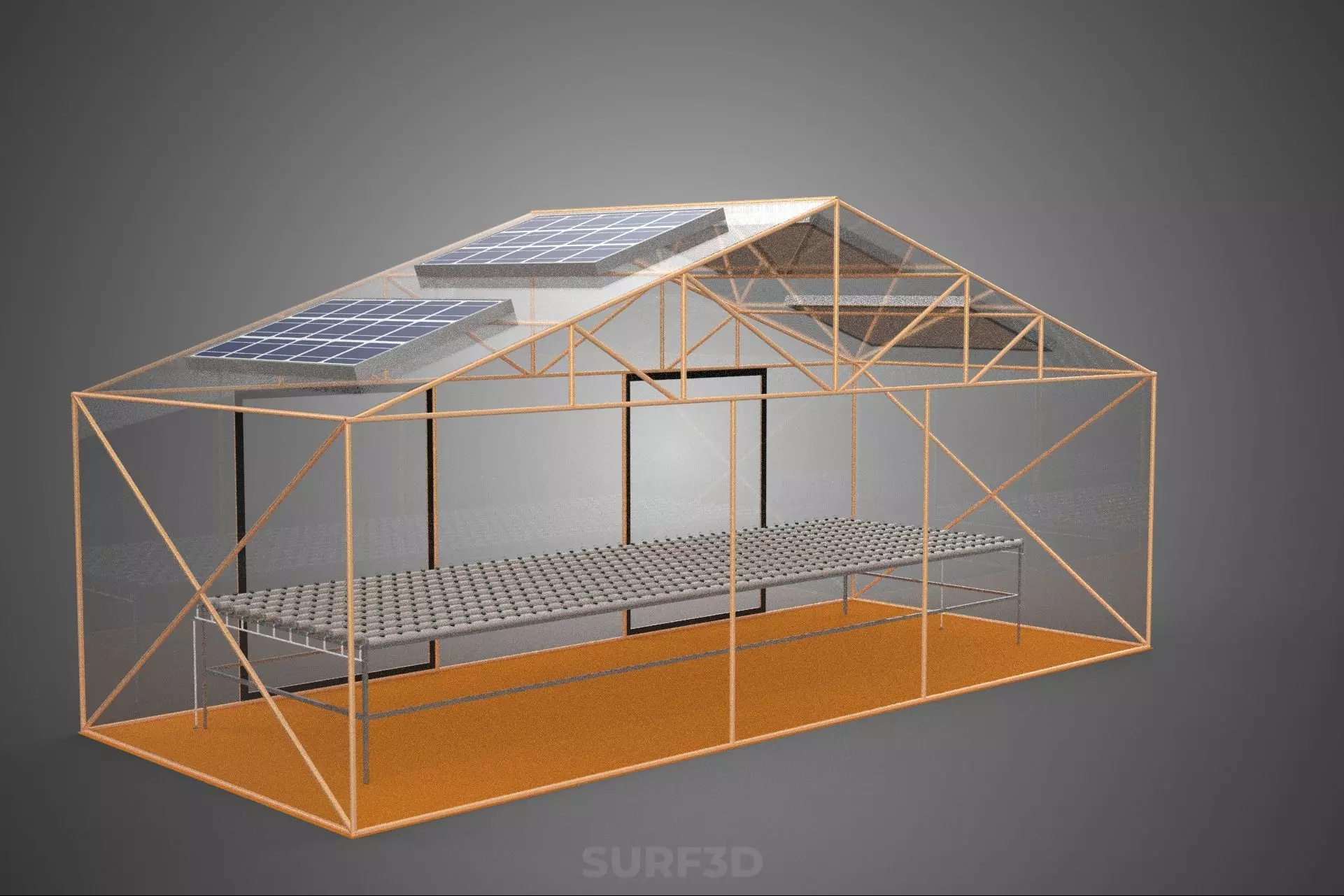 INDOOR SOLAR PANEL HYDROPONIC GREENHOUSE GLASSHOUSE FARM GARDEN 3D model_14