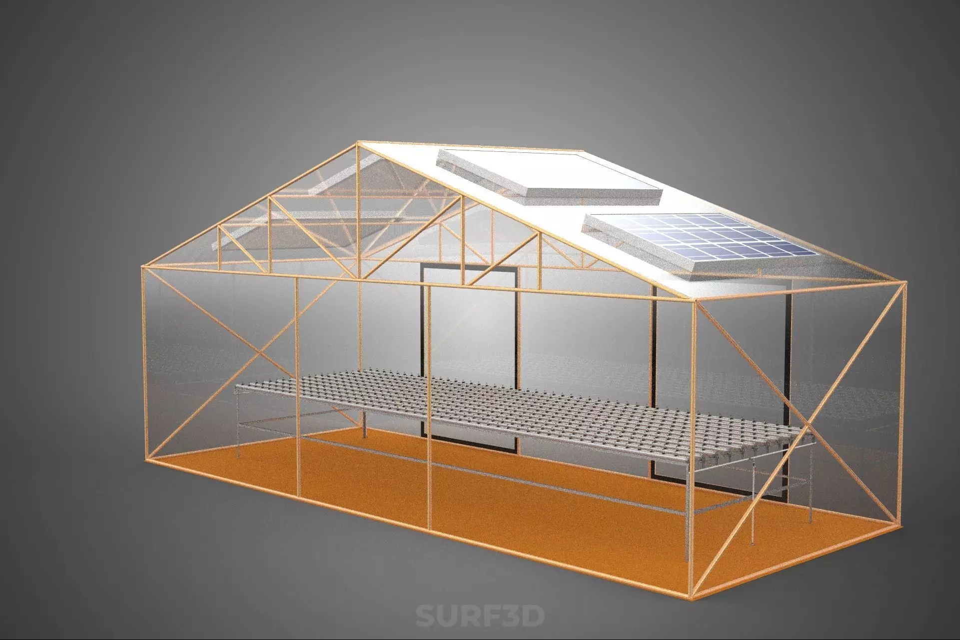 INDOOR SOLAR PANEL HYDROPONIC GREENHOUSE GLASSHOUSE FARM GARDEN 3D model_8