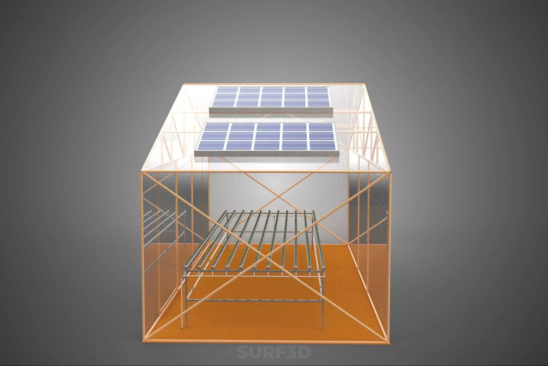 INDOOR SOLAR PANEL HYDROPONIC GREENHOUSE GLASSHOUSE FARM GARDEN 3D model_13