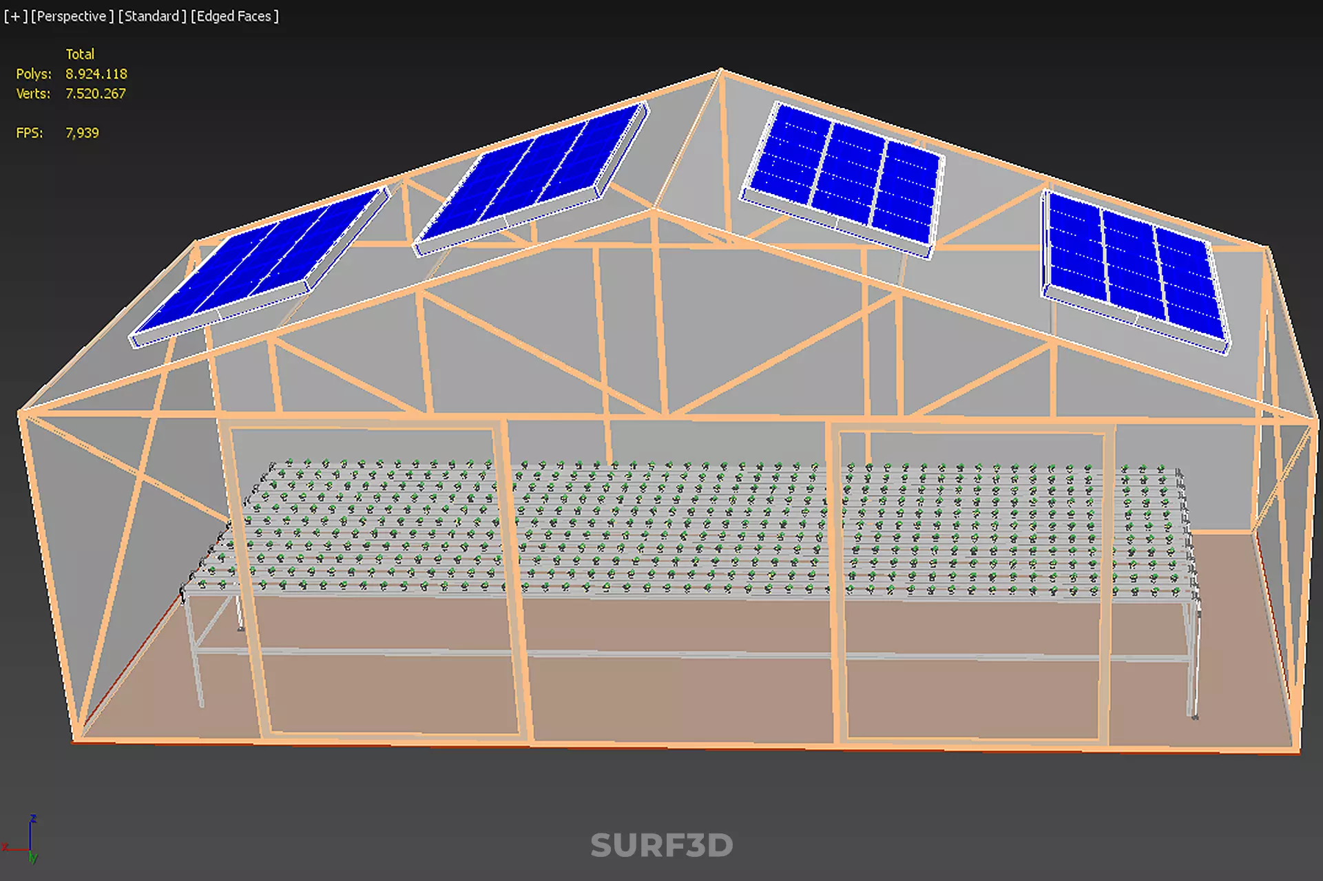 INDOOR SOLAR PANEL HYDROPONIC GREENHOUSE GLASSHOUSE FARM GARDEN 3D model_28