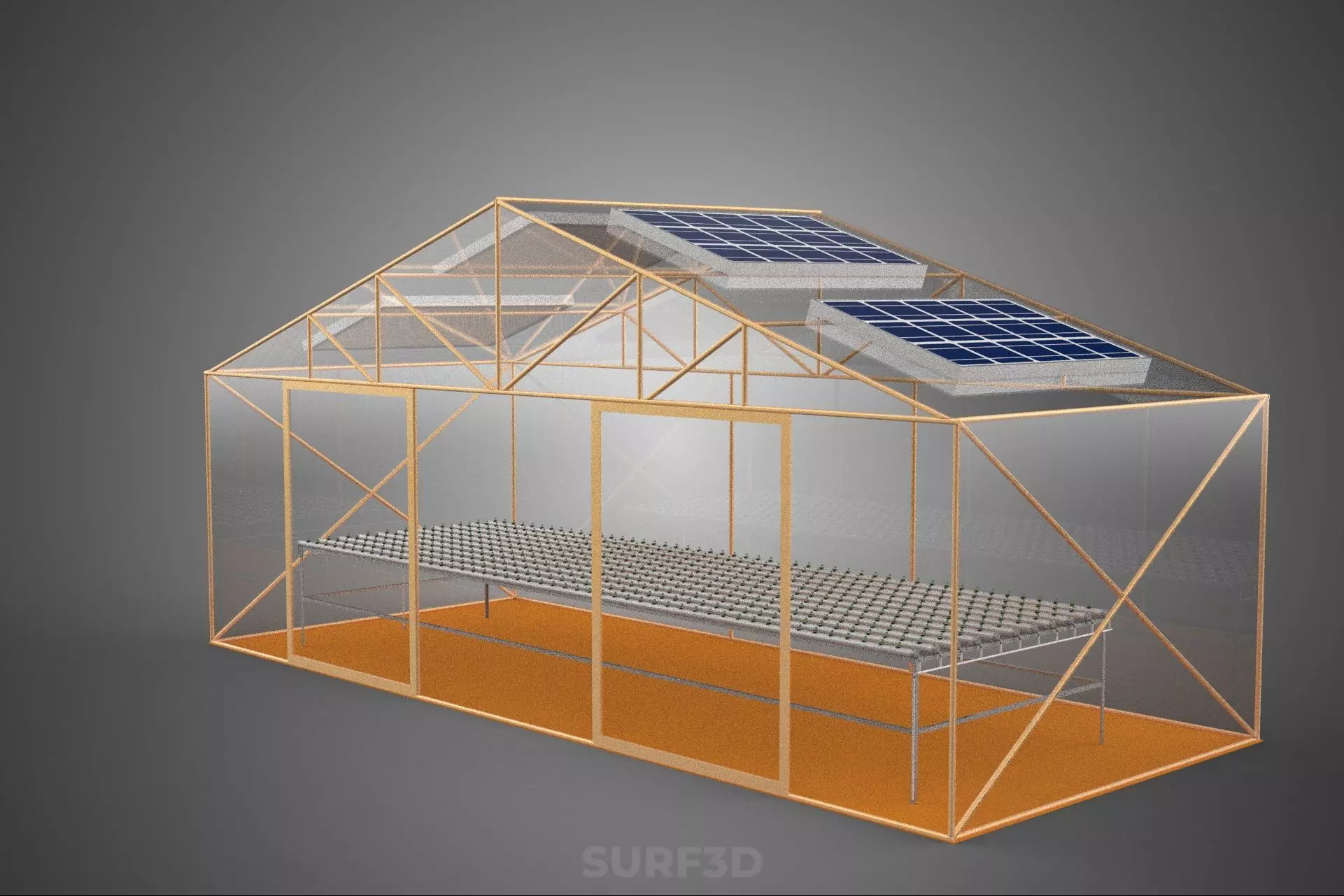 INDOOR SOLAR PANEL HYDROPONIC GREENHOUSE GLASSHOUSE FARM GARDEN 3D model_12
