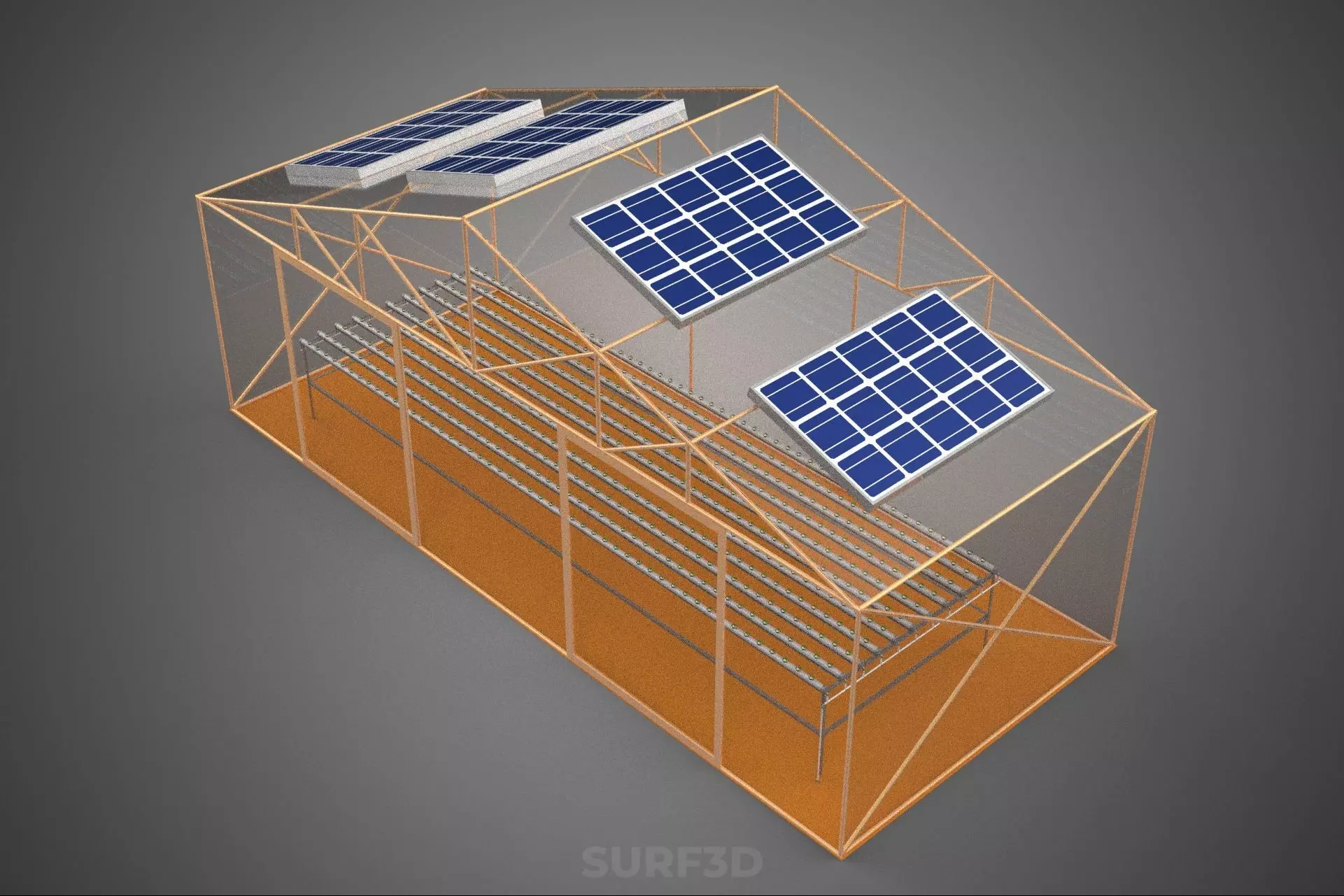 INDOOR SOLAR PANEL HYDROPONIC GREENHOUSE GLASSHOUSE FARM GARDEN 3D model_5