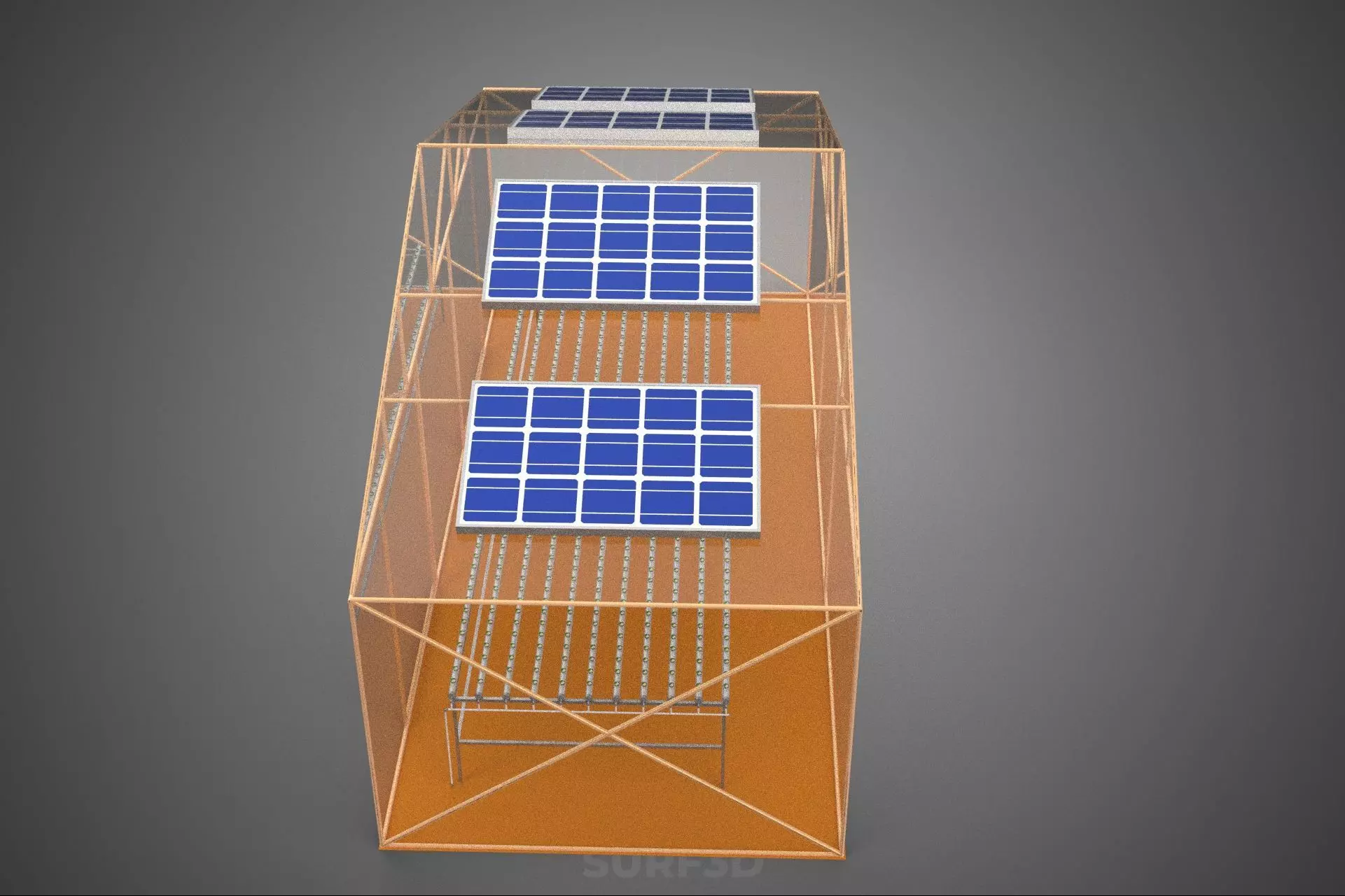 INDOOR SOLAR PANEL HYDROPONIC GREENHOUSE GLASSHOUSE FARM GARDEN 3D model_6