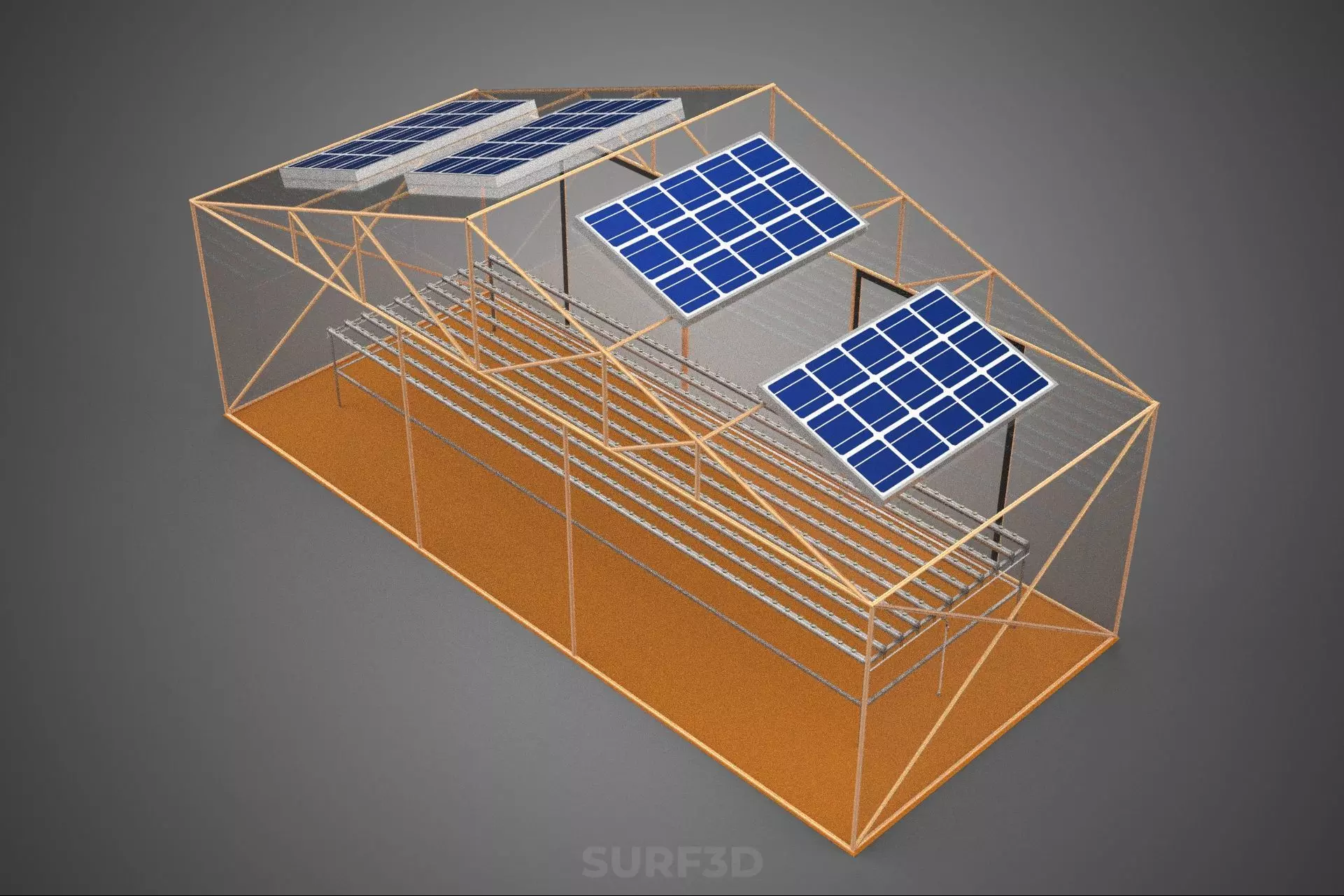 INDOOR SOLAR PANEL HYDROPONIC GREENHOUSE GLASSHOUSE FARM GARDEN 3D model_1