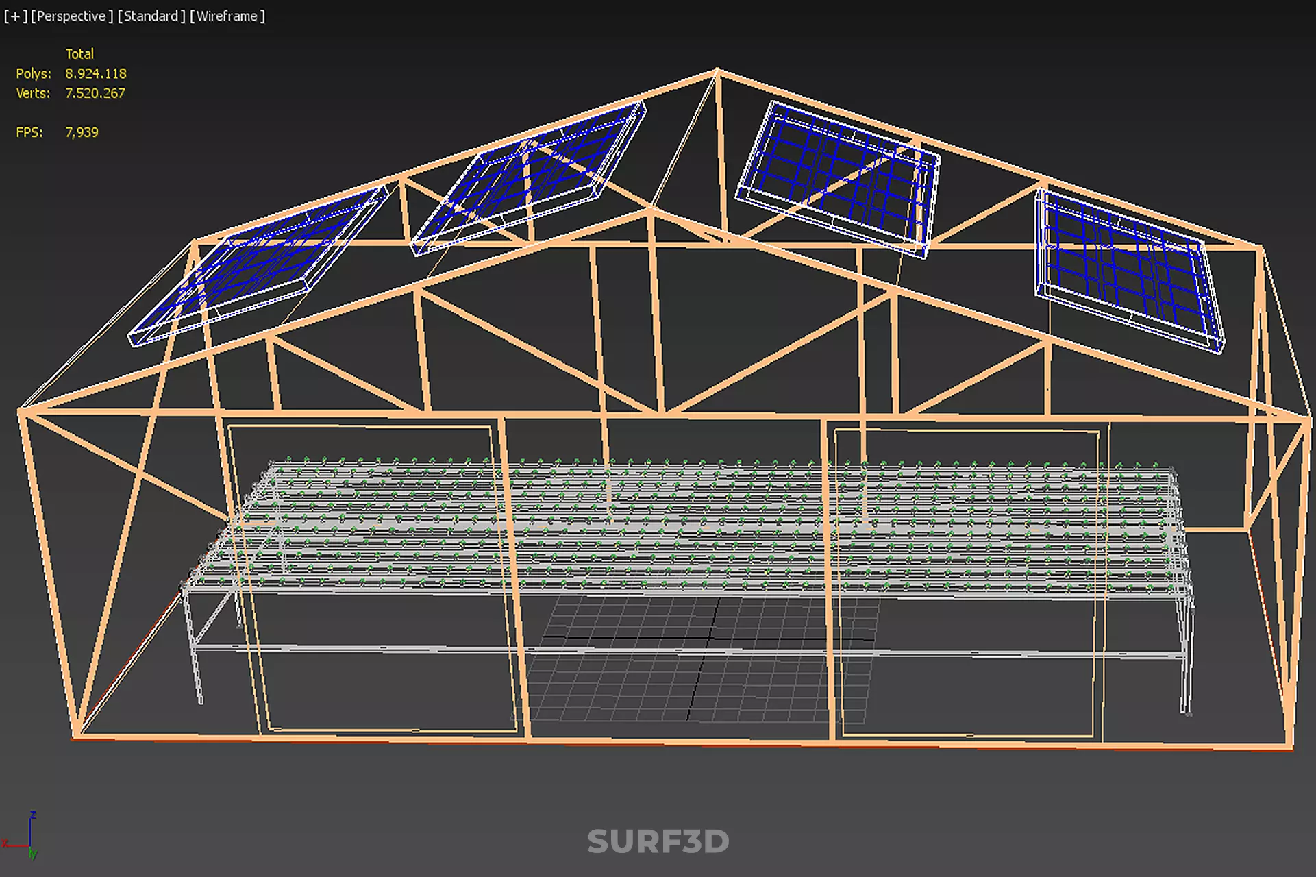 INDOOR SOLAR PANEL HYDROPONIC GREENHOUSE GLASSHOUSE FARM GARDEN 3D model_29
