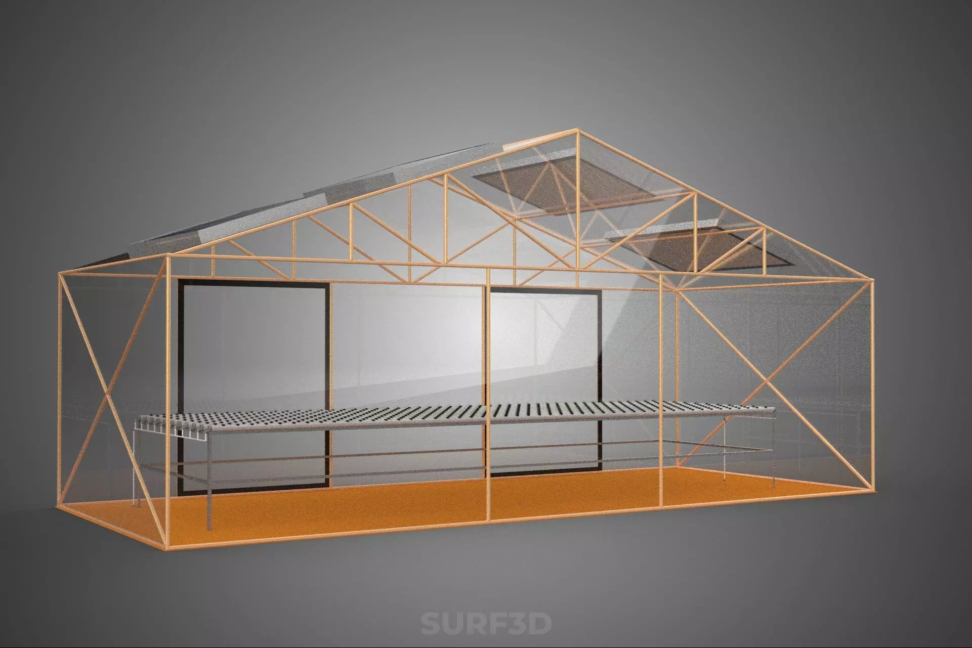 INDOOR SOLAR PANEL HYDROPONIC GREENHOUSE GLASSHOUSE FARM GARDEN 3D model_23