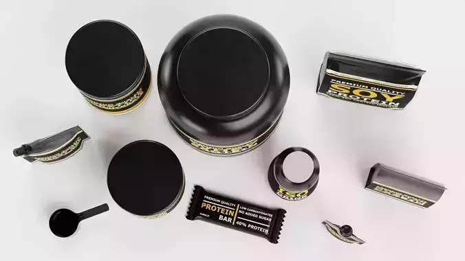 Sport Supplements Collection - Black Edition Low-poly 3D model 3