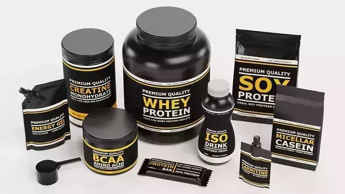 Sport Supplements Collection - Black Edition Low-poly 3D model 4