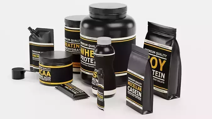 Sport Supplements Collection - Black Edition Low-poly 3D model 6