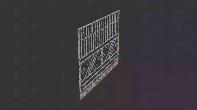 Khaki Metal Fence Panel with Ornate Lattice