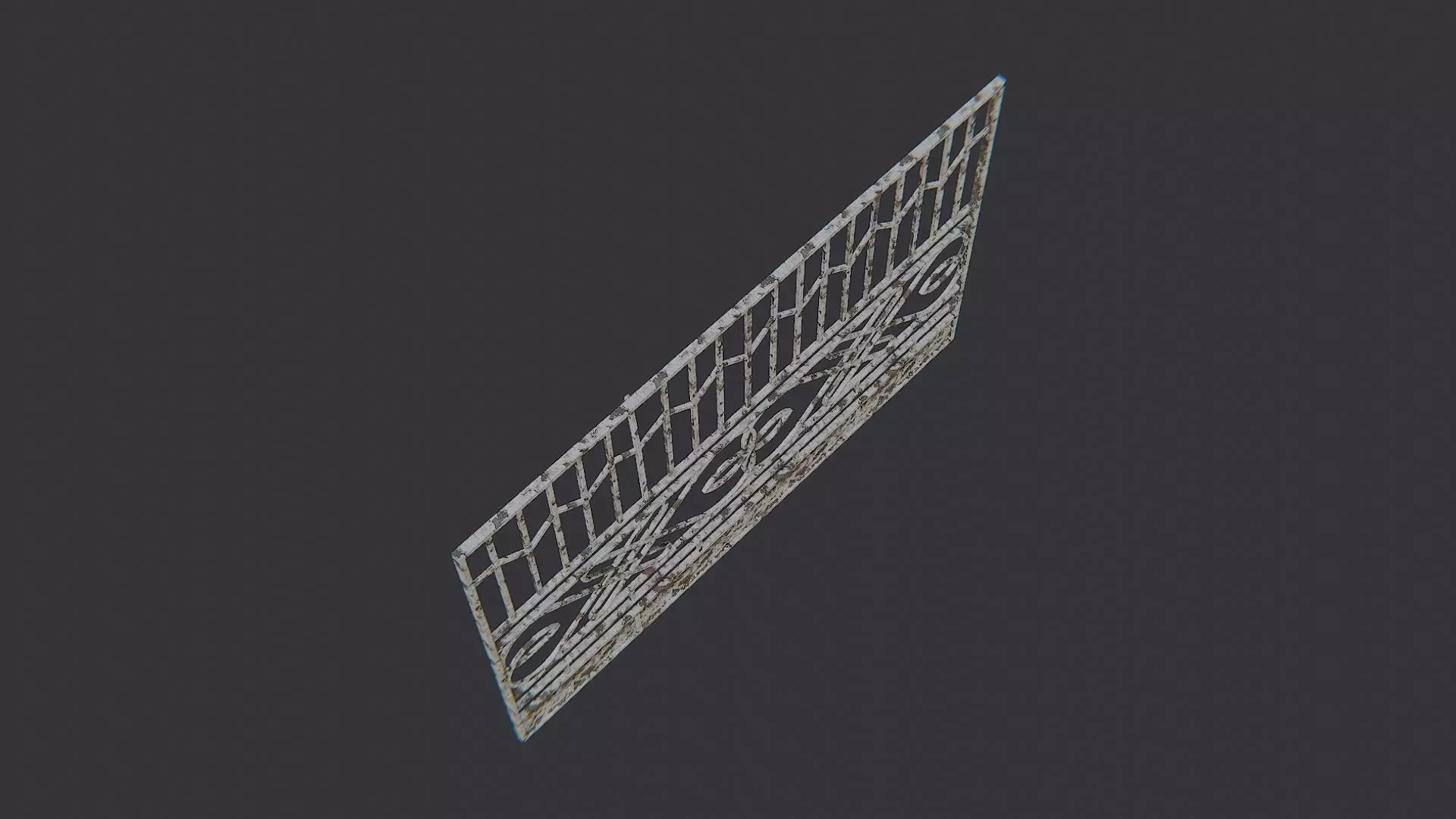 Khaki Metal Fence Panel with Ornate Lattice Low-poly 3D model_4