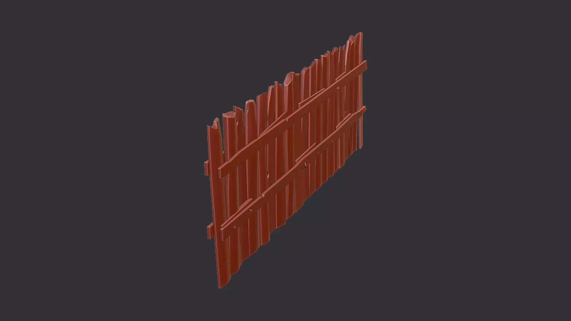 Wooden Fence Planks Panel for Garden Scenes Low-poly 3D model_6