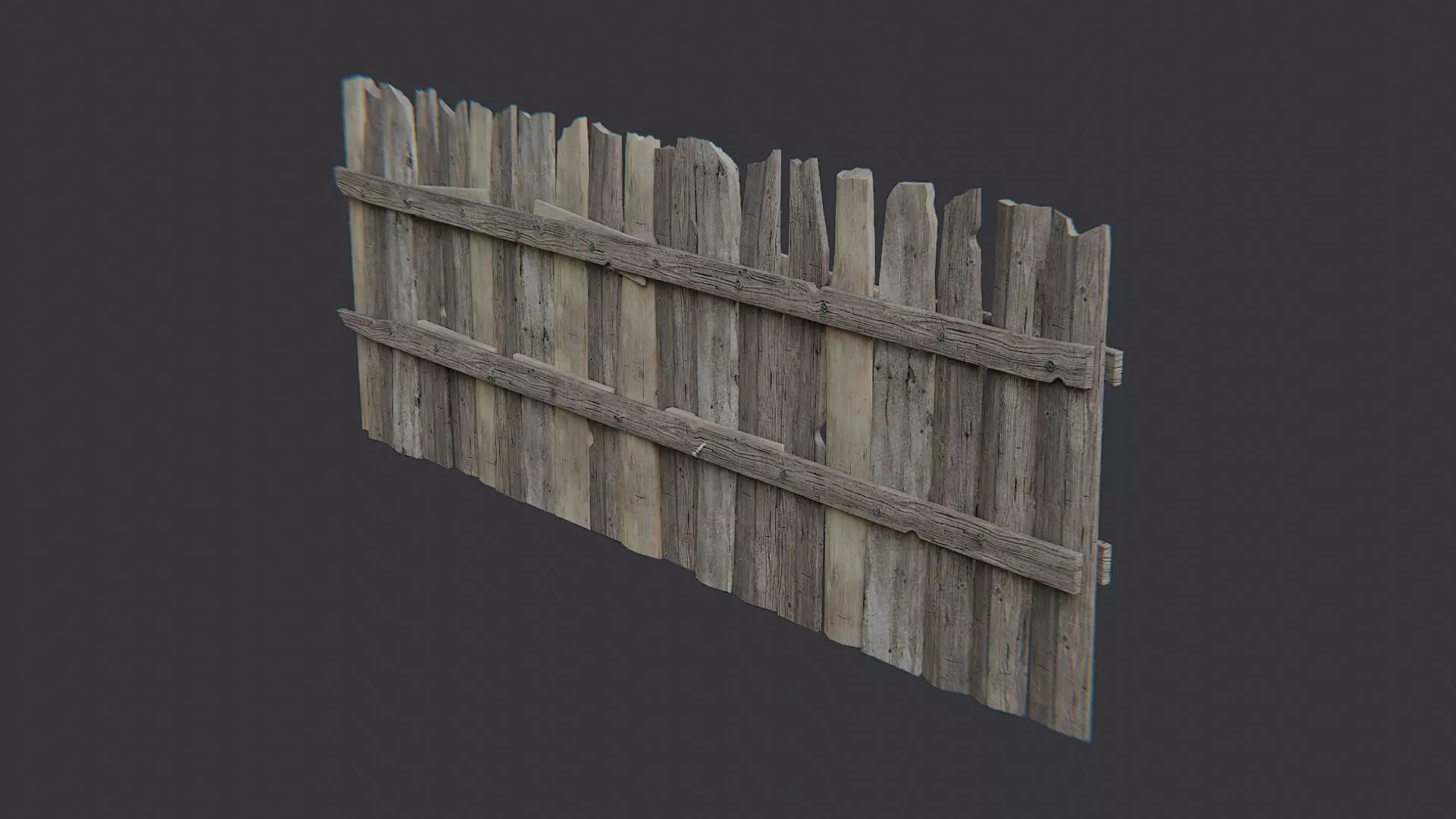 Wooden Fence Planks Panel for Garden Scenes Low-poly 3D model_1