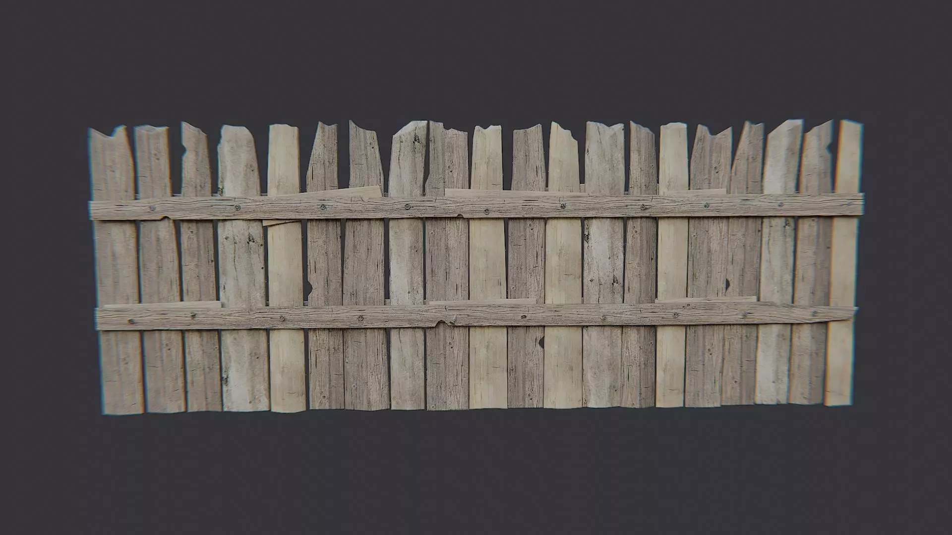 Wooden Fence Planks Panel for Garden Scenes Low-poly 3D model_2