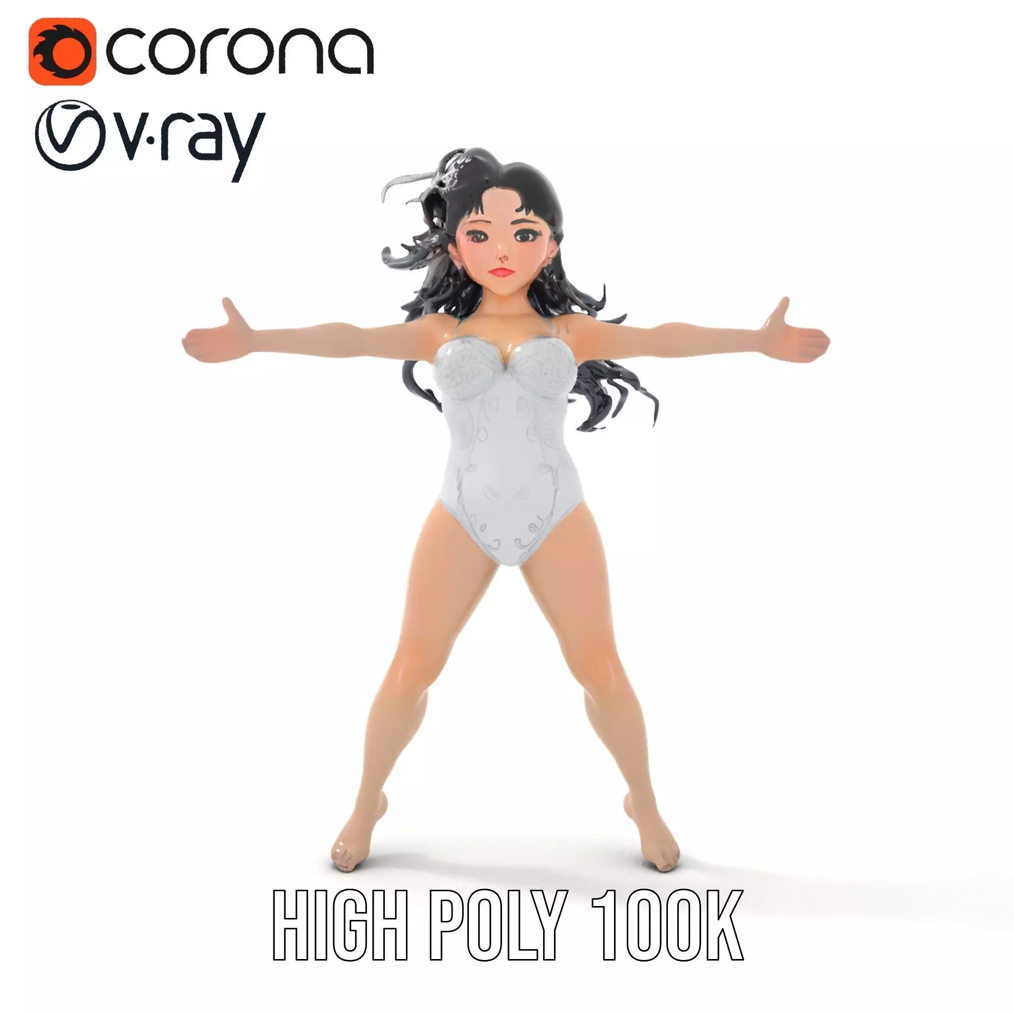 Silver Swimsuit Character model pack Low-poly 3D model_18